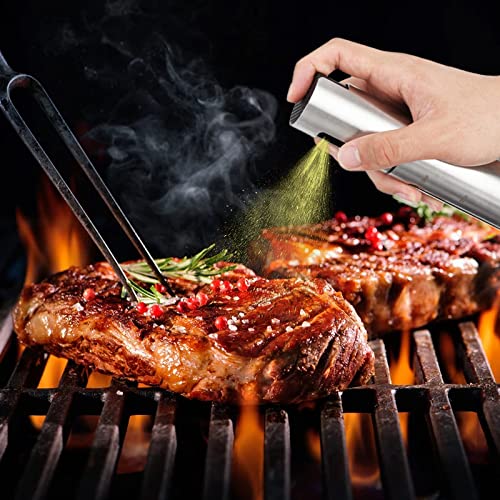 Portable 304 Stainless Steel Oil Sprayer - Sturdy Durable Olive Oil Sprayer Multifunction Kitchen Oil Spray Bottle With Brush Funnel Easy To Clean Suitable For Cooking, Baking, Grilling
