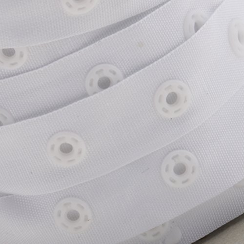 Jili Online 50 yards White Sewing Snap Tape 8mm Round Buttons Zipper Fastener Replacement for Baby Lingerie Teddy Crotch Sewing DIY