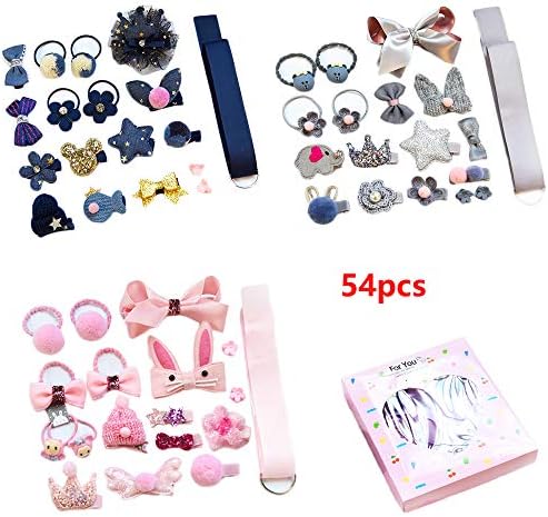 LHTHZHY Baby Girls Hair Clips Little Girls Hair Pins Gift Set Hair Accessories for Kids Toddlers (GIFT BOX -B (54pcs))