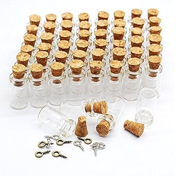 CTKcom Minimum 100pcs 0.5ml-Extra Mini Tiny Clear Glass Jars Bottles with Cork Stoppers, Glass Bottles for Decoration, Arts & Crafts, Projects, Party Favors, Minimum 100 Bottles + 100 Screws
