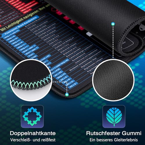 Excel Mouse Pad 300 x 250 x 3 mm, Excel Mouspad German for Office, Word PPT Windows Mouse Pad, Small, Non-Slip Desk Mat for Office and Home