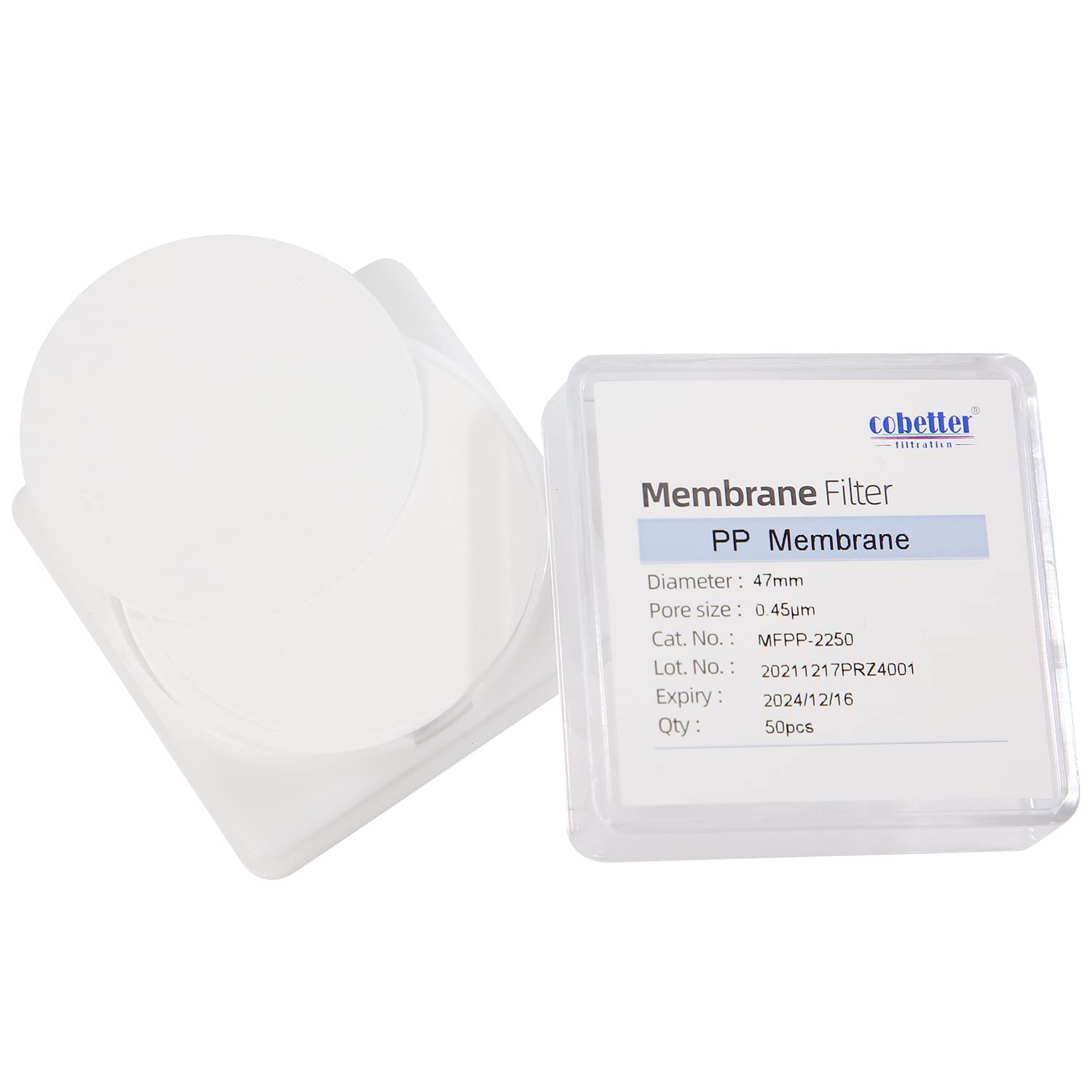 COBETTER 100 PCS PP Membrane Filters Hydrophobic
