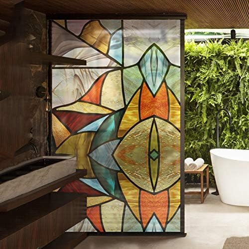 YHviking No-glue Window film stained glass,Decorative privacy window film,Privacy window Easy removal,Static window clings for privacy Reusable-A 80X120cm(31x47inch)