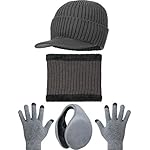 4 Pieces Winter Warm Set Knit Hat Scarf Earmuff Touch Screen Gloves for Unisex 4 Pieces Winter Warm Set Knit Hat Scarf Earmuff Touch Screen Gloves for Unisex