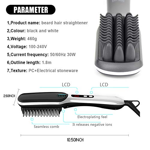 image for Forher 2019 Ionic Beard Straightener Comb, Electrical Heated Irons Hai