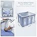 KEDSUM Clothes Storage Bin, Clothes Storage Container, Blanket Storage Containers, Stackable Clothing Storage Organizer, Oxford Fabric with Metal Support & Clear Window, 2 Pack, Blue