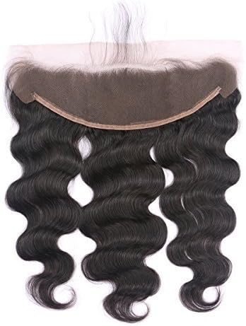 IMBeauty Hair 8A Body Wave 13x4 Lace Frontal Closure Human Hair Extensions Free Part Ear to Ear Lace Frontal with Baby Hair for Black Women Bleached Knots(Natural Color 14Inch)