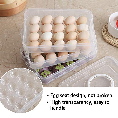 HANSGO Egg Holder, 3-Layer Deviled Egg Tray with Lid Egg Carrier Box Dispenser Container with Handle for 60 Eggs