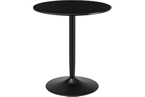HOMCOM Round Dining Table for 2 People, Modern Kitchen Table with Painted Top and Steel Base for Living Room, Dining Room, Bl