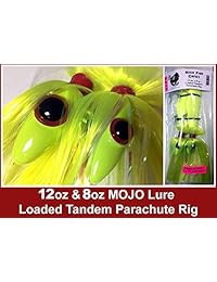 Agua Azul Candy Rock Candy, 12 oz y 8 oz de pescado Mojo señuelo cargado con 9 inch Swimbait Shad cuerpos Tandem equipado de paracaídas y listo