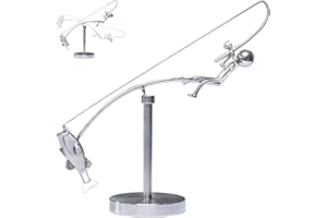 JubilantJive Kinetic Fishing Sculpture - Balance Art for Your Space, Fisherman Kinetic Balancing Desk Toy Fishing Physics Sculpture for Home Office Art Deco, Stainless Steel Balance Physics Toy 1PCS