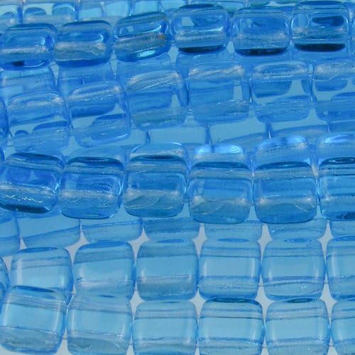 Czechmate 6mm Square Glass Czech Two Hole Tile Bead - Aquamarine