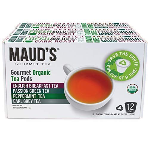 Maud's Organic Tea Variety Pack, 36ct. Recyclable Single Serve Organic Tea Pods Green Tea