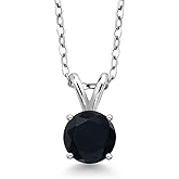 Gem Stone King 7MM Round Gemstone Birthstone Solitaire Pendant Necklace For Women | 925 Sterling Silver | With 18 Inches Silver Chain | Fine Jewelry Gifts for Her Mom Women Wife