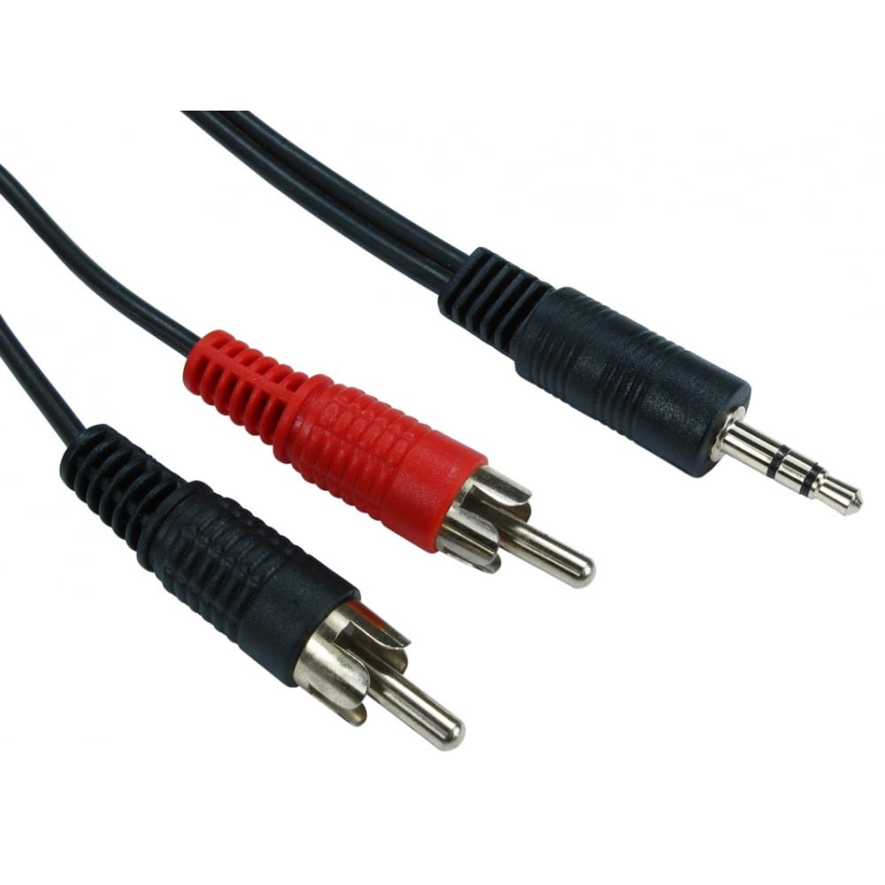 World of Data 5m 3.5mm Jack to 2 x RCA Cable - Audio - Stereo - Male to Male - Cinch - Phono - Lead