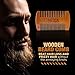 Wooden Beard Comb With Leather Case - Handcrafted Solid Beechwood Beard, Mustache and Head Hair Pocket Combs for Men Dual Action Fine & Coarse Teeth Perfect for Conditioner Oils and Beard Balms