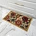 Indoor Doormat Rubber Backed, 30 inch x 18 in, Light Beige Floral, Non Slip, Kitchen Rugs and Mats