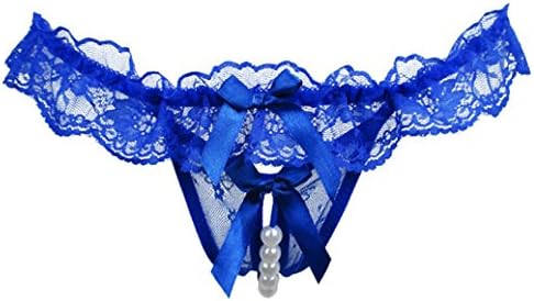 KOOZIMO Women Girl Gauze Bowknot Beads Lace Panties Knicker (Blue)