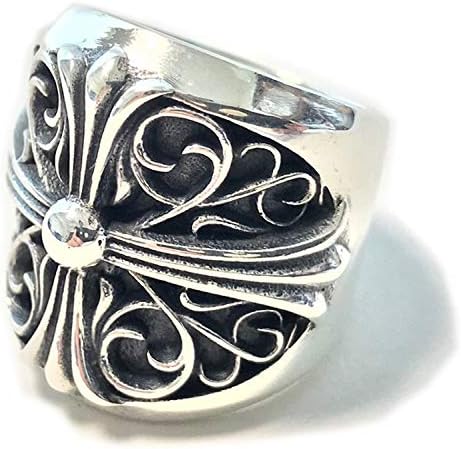 新作 Silver925 クラシック オーバルクロス リング 19号 純銀 メンズ 指輪 シルバー925 Ring