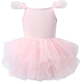Girls Dance Tutu Dresses Ruffle Sleeve Snap Crotch Ballet Leotards