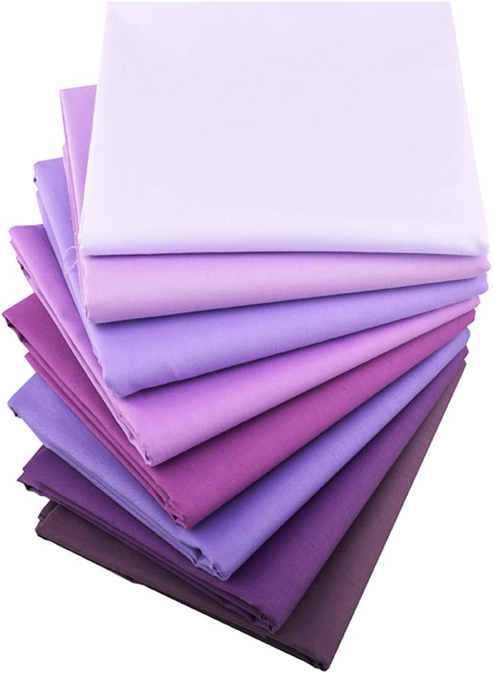 Purple Solid Fat Quarter Cotton Fabric Bundle PreCut Quilt Quilting
