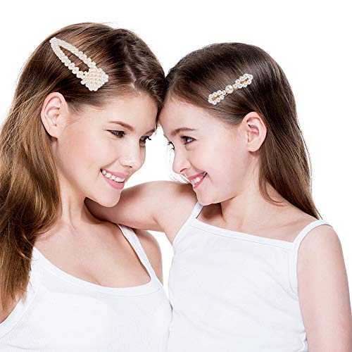 Pearl Hair Clips Pins for Women Girls - 10 pcs Fashion Decorative Hair Accessories Large Bows/Clips/Ties for Birthday Valentines Day Mother's Day Gifts and Party Wedding Daily (Style 1)