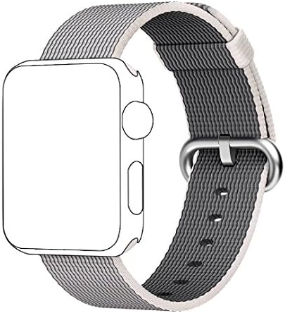 Band for Apple Watch 38mm,QIFIT Third Party Fine Woven Nylon Wrist Strap Bracelet Replacement Band with Stainless Steel Buckle for Apple Watch Series 2, Series 1, Sport, Edition,38mm,Pearl