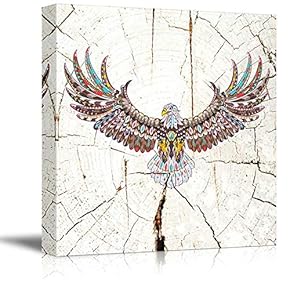 Square Canvas Wall Art - Abstract Colorful Eagleon Vintage Wood Effect Background - Giclee Print Gallery Wrap Modern Home Art Ready to Hang - 12x12 inches