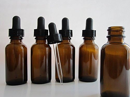 Silver Spur 1-oz Amber Glass Bottles for Essential Oils with Glass Eye Dropper gRHvCP, 24 Pack