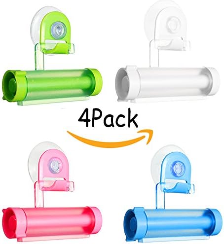4PCS Toothpaste Tube Squeezer Dispenser Sucker Holder Rolling Squeezer
