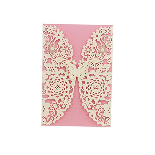 FOMTOR Laser Cut Invitations 40 Pack, Butterfly Laser Cutting
Invitation Card Kit with Blank Printable Paper and Envelopes for
Wedding,Birthday Parties,Baby Shower,Graduation (White+Pink)