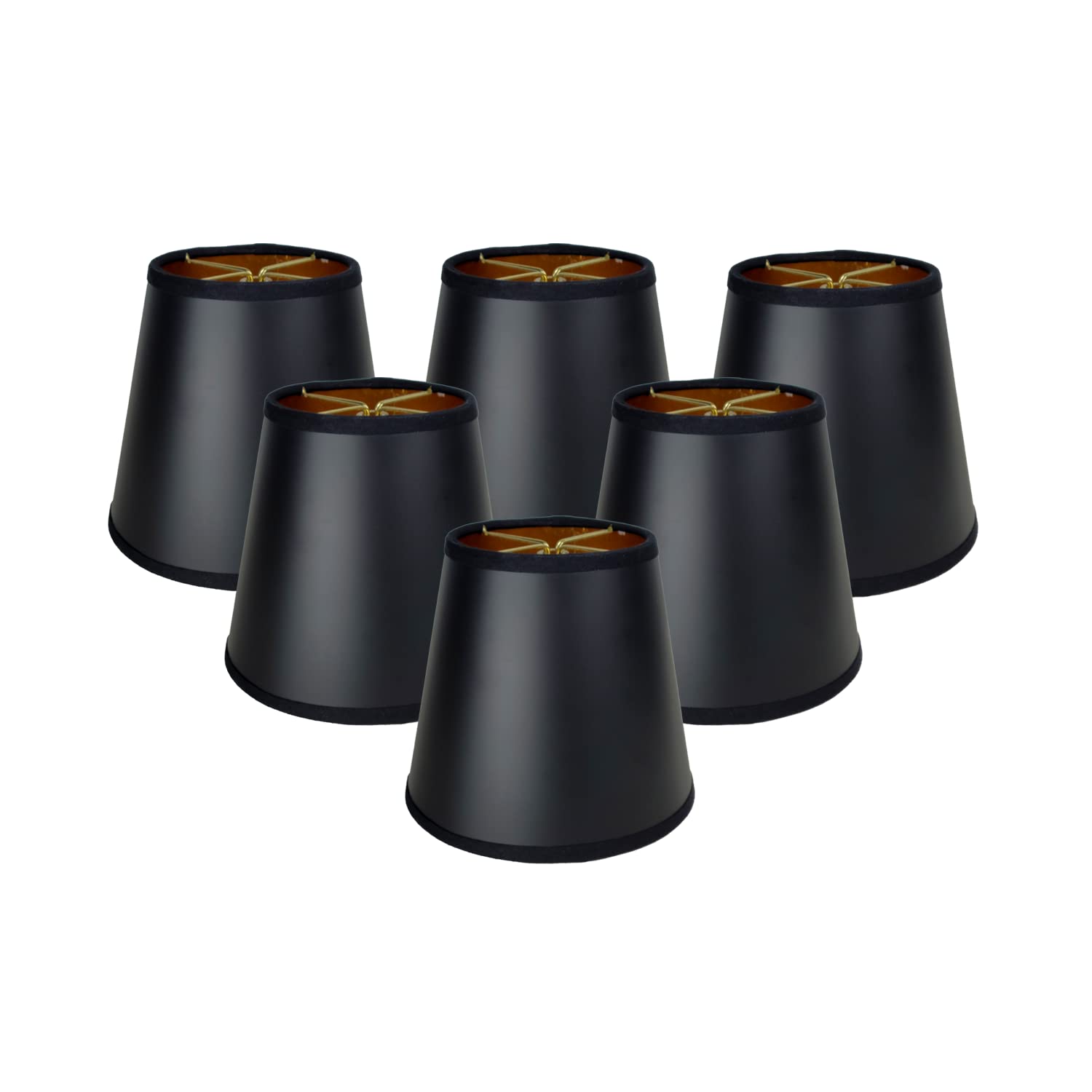 Photo 1 of Royal Designs, Inc. CS-118BLK/GL-6 Empire Black Parchment Chandelier Shade with Gold Lining, 4 x 6 x 5.5, 6-Pack