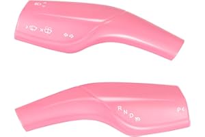 Junejour Steering Lever Cover for Tesla Model 3 Model Y, Carbon Fiber Steering Lever Cover, Gear Shift Cover Accessories Gear Lever Decorative Cover for Tesla Car (Pink)