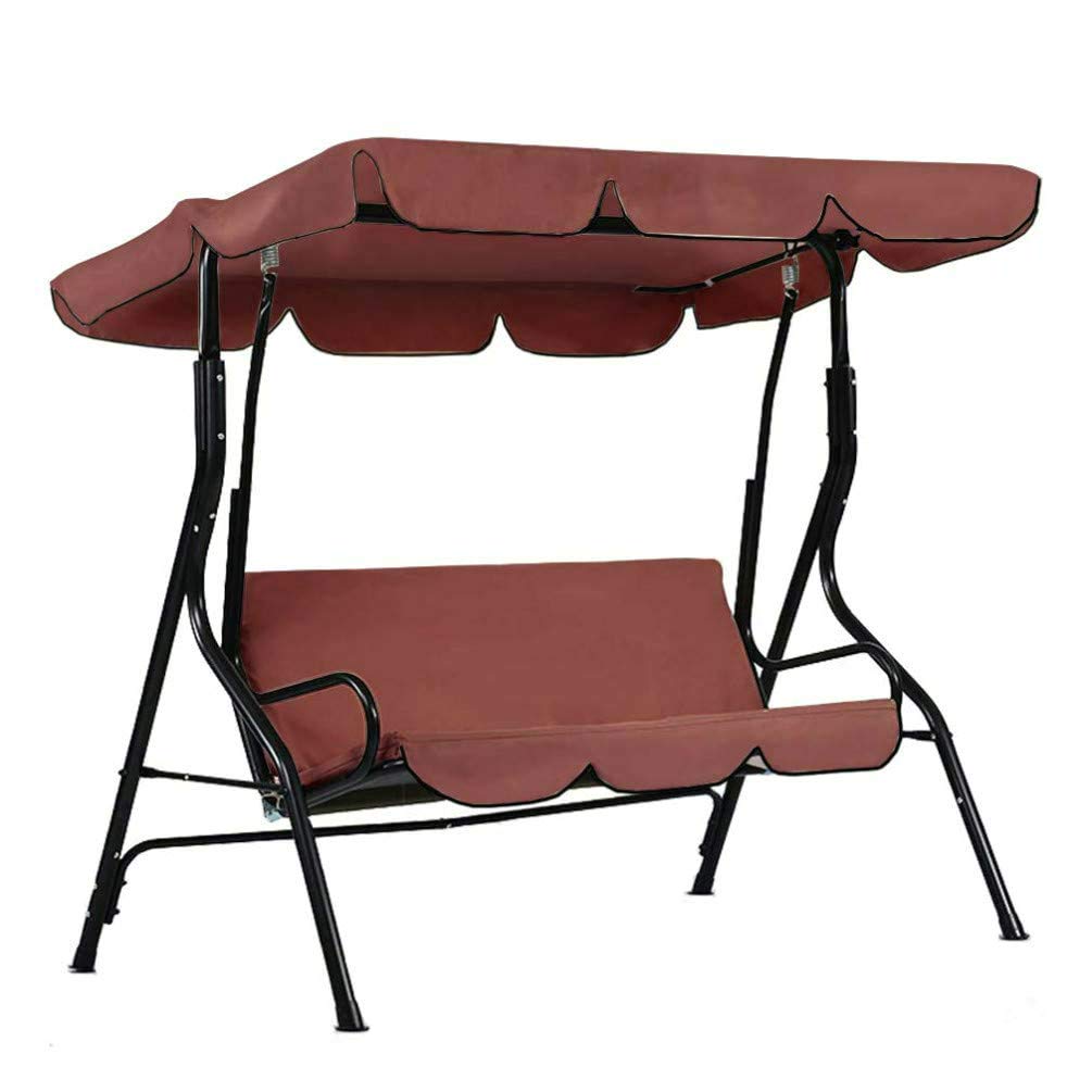 Haudang Patio Swing Canopy Cover Set - Swing Replacement Top Cover + Swing Cushion Cover for 3 Swing Waterproof Covers