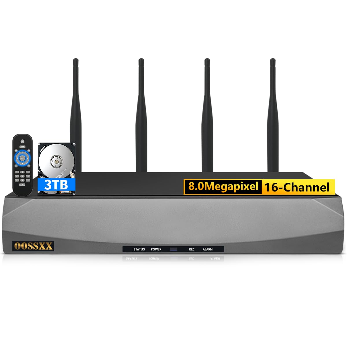 Photo 1 of 8.0 Megapixel 16-Channel Wireless NVR Network Video Recorder, Dual-USB Ports, Supports up to 16 x 8MP Wireless IP Cameras, Max to 6TB (3TB HDD Included)