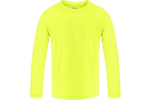 GUICIZI Boys Rash Guard Swim Shirt Long Sleeve Shirts UPF 50+ Sun Shirt Quick Dry Fit Neon Tees Activewear for Kids Girls Youth 2-16Y
