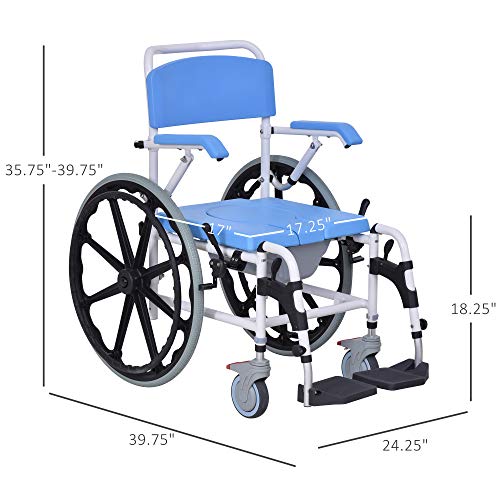 Rolling Shower Wheelchair Bath Toilet Commode Bariatric with 24