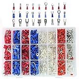 1000pcs Wire Terminals Crimp Connectors, Mixed Insulated Electrical Spade Wire Connectors Crimp Terminal Fork Spade Ring Set …