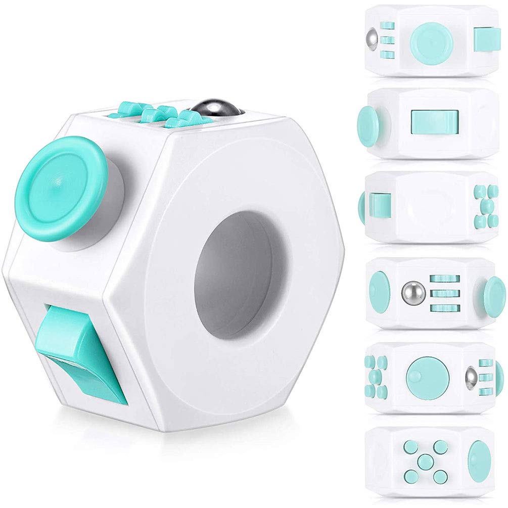YOULIKE Fidget Toy Sensory Cube Toy - Cube Toy with Click Ball - Decompression Ring Fidget Finger Toy for ADD ADHD Stress Relief for Adults(Green)