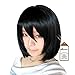 ANOGOL Black Wig Cosply Short Bob Wigs with Bangs Natural Wavy Wig for Girls