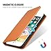 SHIELDON Genuine Leather iPhone 6 Wallet Folio Case Book Design with Kickstand and ID Credit Card Slots Magnetic Closure Compatible with iPhone 6/6S – Brown