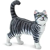 Safari Ltd. Gray Tabby Cat Toy - 2.5 Inch Pet Figure for Kids Ages 3+ | 2 Inches Long x 2.5 Inches High, Ages 3+, Safety Tested, BPA Free PVC, Mackerel Pattern, Pet Play, Imaginative Pet Play