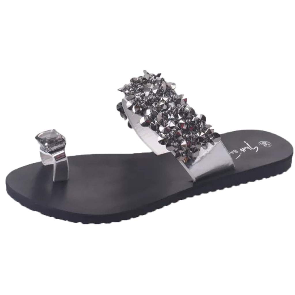AOJIAN Shoes Womens Sandals Summer Rhinestone Open Toe Non-Slip Flip Flop Slide Slipper Clog Mule