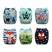 babygoal Reusable Cloth Diapers for Baby Boys, One Size Adjustable Washable Pocket Nappy Covers 6 Pack+ 6pcs Microfiber Inserts+4pcs Bamboo Inserts 6FB19