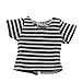 Baoblaze Trendy Elastic Striped Shirt Tops for 12inch Blythe Momoko Pullip Dolls Casual Outfit Clothes Accessories Black