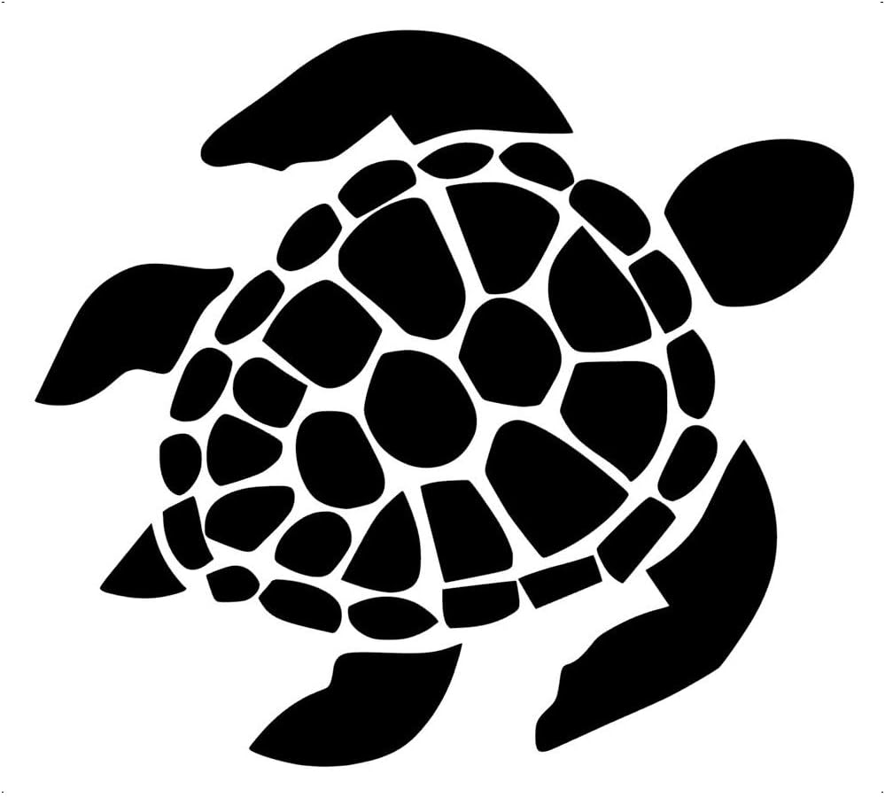 Sea Turtle [Pick Any Color] Vinyl Transfer Sticker Decal for Laptop/Car/Truck/Window/Bumper (10in x 9in, Black)