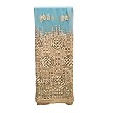 Lacebook African Lace Fabric, 5 Yards Golden French Tulle Lace Floral Embroidered with Sequins for Wedding Dress or Formal Gown (Blue)
