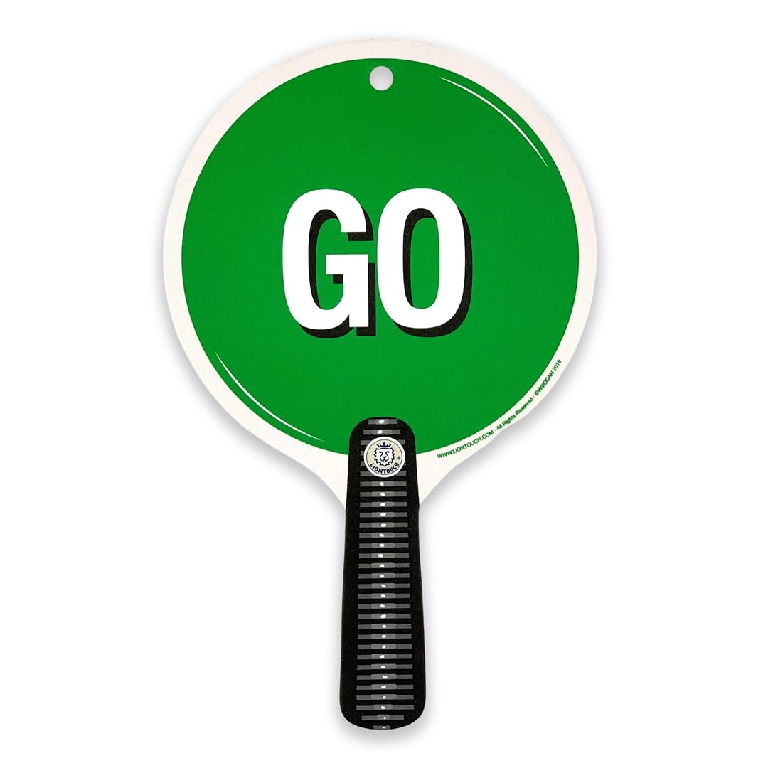 Liontouch - Stop & Go Sign, Red & Green | 1+ Year - 22.6 x 14 cm | Durable & Reversible Lollipop-Shaped Foam Toy Paddle For School Patrolling Kids | Ideal For Teaching Children Traffic & Street Safety