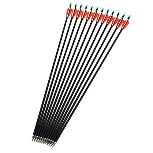 M.A.K MAK 6/12/24pcs 30" Carbon Arrow Shaft Plastics Fletching Changable Head Fit Compound Bow