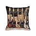 DECORLUTION Cotton Throw Pillow Case Fender Guitar Bass Cushion Cover music Pillowcases 18x18 Inches